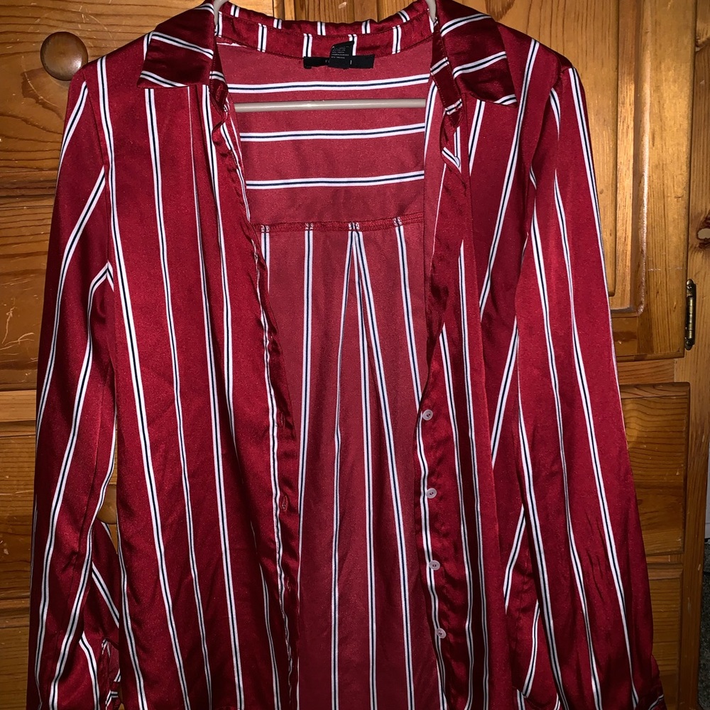 Stripped Satin Button up